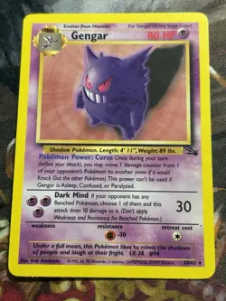 Pokemon - 1x Gengar 20/62 - Non Holo / Fossil Light Played - Image 1