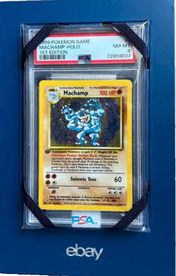 Authentic 1st Edition 1999 Machamp Pokemon TCG #8 Rare Holo Graded PSA 8 NM-Mint - Image 1