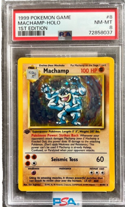Authentic 1st Edition 1999 Machamp Pokemon TCG #8 Rare Holo Graded PSA 8 NM-Mint - Image 2
