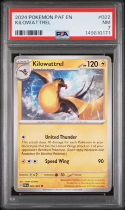 2024 POKEMON PAF EN-PALDEAN FATES #022 KILOWATTREL PSA 7 - Image 1