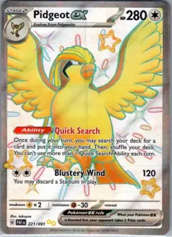 Pidgeot ex 221/091 SV: Paldean Fates - Pokemon Card - NM - Image 1