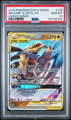 2019 POKEMON SUN & MOON UNIFIED MINDS #146 GARCHOMP & GIRATINA GX PSA 10 - Image 1