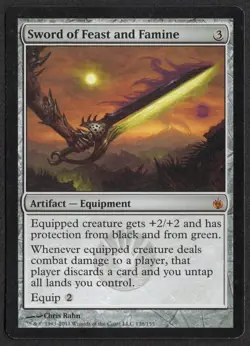 SWORD OF FEAST AND FAMINE Mirrodin Besieged Magic: The Gathering MP - Image 1