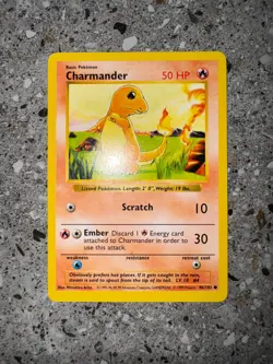 Pokemon TCG Cards SHADOWLESS Base Set Charmander 46/102 PLAYED - Image 3