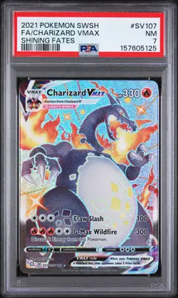 2021 POKEMON SWORD & SHIELD SHINING FATES #SV107 FULL ART/CHARIZARD VMAX PSA 7 - Image 1