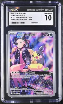 CGC Gem Mint 10 Marnie's Morpeko 206 Black Star Promo Pokemon Rival Battle Deck - Image 3