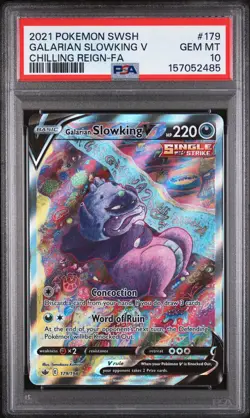 Pokemon Chilling Reign Galarian Slowking V 179 PSA 10 - Image 1