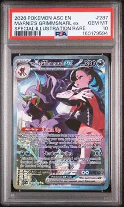 2026 POKEMON ASC EN-ASCENDED HEROES MARNIE'S GRIMMSNARL EX #287 PSA 10 - Image 1