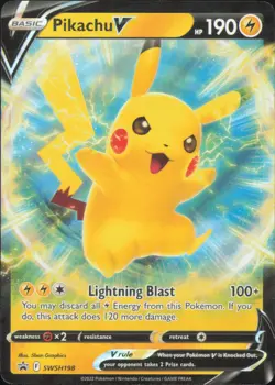 Pikachu V SWSH198 Holo Promo Sword & Shield Promo Pokemon Holo Moderately Played - Image 1