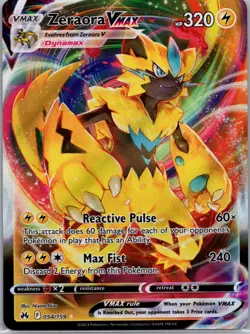 Zeraora VMAX 054/159 - Pokemon TCG SWSH: Crown Zenith - Holo - Ultra Rare - NM - Image 1