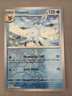 Pokemon TCG * SV Prismatic Evolutions 025/131 Glaceon Rare * REVERSE HOLO * NM - Image 1
