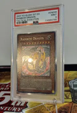 Yugioh Rainbow Dragon 1st Edition TAEV-EN006 Secret Rare Missprint Bleed PSA 9 - Image 3