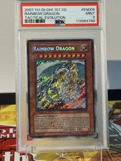Yugioh Rainbow Dragon 1st Edition TAEV-EN006 Secret Rare Missprint Bleed PSA 9 - Image 5