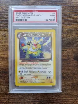 2002 Pokemon Neo Destiny Dark Ampharos Holo 1/105 PSA 9 Mint Unlimited - Image 1