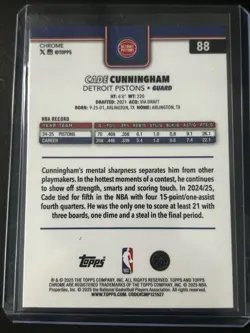 Cade Cunningham 2025-26 NBA Topps Chrome X-Fractor #88 Pistons - Image 2
