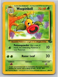 Weepinbell 48/64 Uncommon Jungle Pokemon Unlimited Heavily Played - Image 1