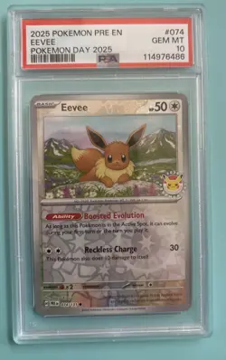 PSA 10 GEM MINT Eevee #074 Pokemon Pre En-Prismatic Evolutions PSA 10 - Image 1
