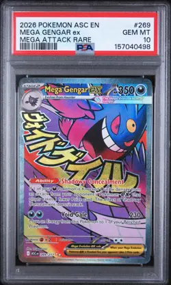 PSA 10 Mega Gengar Ex 269/217 Ascended Heroes Mega Attack Rare Pokemon 2026 - Image 1