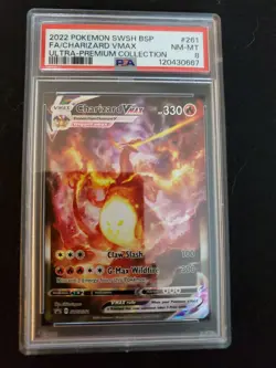 2022 POKEMON SWSH BLACK STAR PROMO #261 FULL ART/CHARIZARD VMAX PSA 8 - Image 1