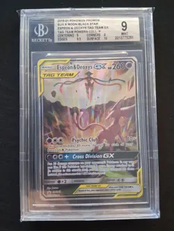 POKEMON SM POWER COLLECTION #SM240 ESPEON & DEOXYS Tag Team Gx BECKETT 9 - Image 1