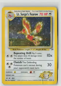 Lt. Surge's Fearow Unlimited Holo G1 007/132 dmg - Image 1