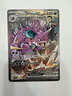 Pokemon Team Rocket's Nidoking EX Full Art Holo 233/182 Destined Rivals 330 HP - Image 1
