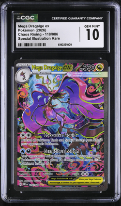Mega Dragalge ex 118/086 Me04: Chaos Rising Holo CGC Gem Mint 10 - Image 1