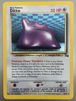 Ditto 3/62 Holo Rare Fossil 1999 Pokemon EN Damaged - Image 1