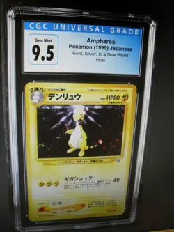 CGC Graded 9.5 Ampharos #181 Neo 1 Gold Silver new world Holo rare Pokemon Card - Image 2