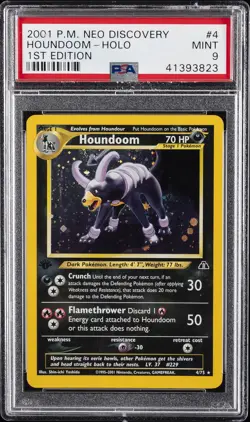 2001 POKEMON NEO DISCOVERY 1ST EDITION #4 HOUNDOOM-HOLO PSA 9 - Image 1