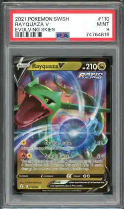 2021 Pokemon Sword & Shield Evolving Skies Rayquaza V #110 PSA 9 Mint - Image 1