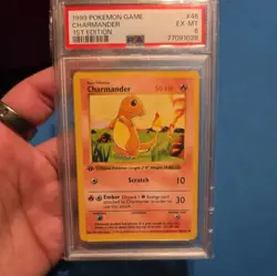 1999 Charmander 46/102 Pokemon Base Set 1st Edition Shadowless vintage PSA 6 - Image 1