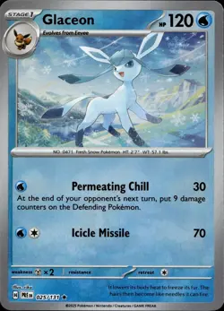 Glaceon (Poke Ball Pattern) 025/131 NM/M Rare Prismatic Evolutions Pokemon Holo - Image 1