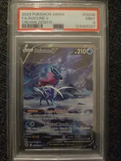 Pokemon TCG Suicune v GG38/GG70 Crown Zenith Psa9 - Image 1