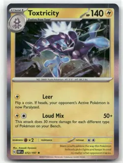 Toxtricity 072/197 Reverse Holo SV03: Obsidian Flames Pokemon TCG - Image 1