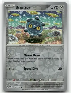 Bronzor 144/197 Reverse Holo SV03: Obsidian Flames Pokemon TCG - Image 1