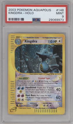 PSA 9 MINT 2003 Pokemon KINGDRA Aquapolis Crystal HOLO Rare 148/147 Foil - Image 1