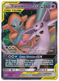 Pokemon TCG Espeon & Deoxys GX 72/236 Holo GX Rare Unified Minds NM - Image 1