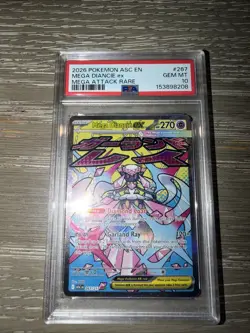 2026 POKEMON ASC EN-ASCENDED HEROES MEGA ATTACK RARE #267 MEGA DIANCIE EX PSA 10 - Image 1