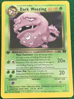 POKEMON Card TEAM ROCKET 1st Edition DARK WEEZING #31/82 Black Star Rare NM-M - Image 1