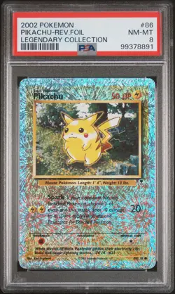 2002 POKEMON LEGENDARY COLLECTION #86 PIKACHU-REVERSE FOIL PSA 8 - Image 1