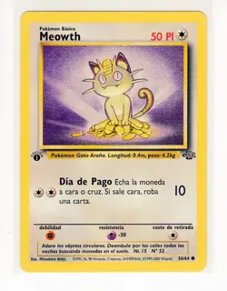 ~ESP~ SPANISH Meowth 1st Edition Jungle 56/64 Pokemon Card (Z1) - Image 1