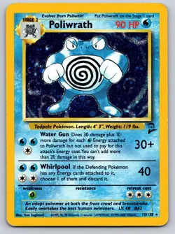 Poliwrath Holo Rare Base Set 2 015/130 MP Pokemon Card TCG - Image 1