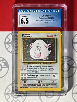 CGC 6.5 CHANSEY 3/102 BASE SET-UNLIMITED POKEMON TCG 1999 PSA BGS GRADED 9030 - Image 1