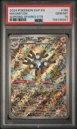 2024 Pokemon SVP EN-SV Surging Sparks ETB Black Star Promo #159 Magneton PSA 10 - Image 1