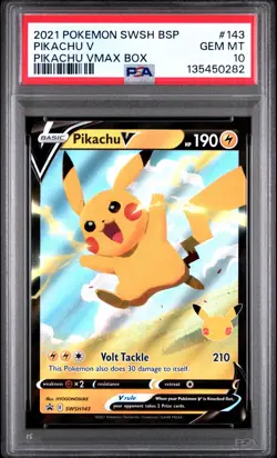 2021 POKEMON SWSH BLACK STAR PROMO PIKACHU VMAX BOX SWSH143 PIKACHU V PSA 10 - Image 1
