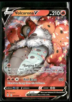 VOLCARONA V SWSH07 021/203 Pokemon Evolving Skies Ultra Rare Holo 1913 - Image 1
