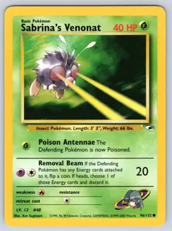 Sabrina's Venonat 96/132 Gym Heroes Unlimited Pokemon NM - Image 1