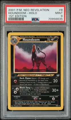 2001 POKEMON NEO REVELATION 1ST EDITION #8 HOUNDOOM-HOLO PSA 9 - Image 1