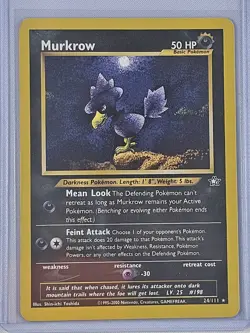 Pokemon Neo Genesis #024/111 Murkrow Non-Holo Rare - LP - Image 1